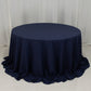 132" Navy Blue Cotton Blend Round Tablecloth Seamless for 6 Foot Table With Floor-Length Drop