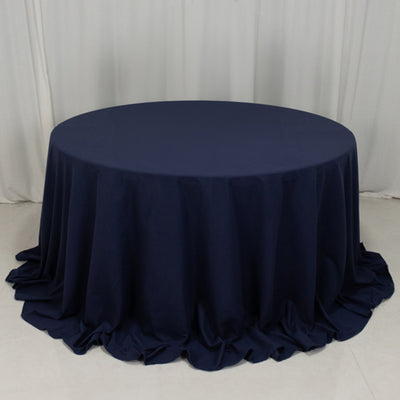 Beautiful Navy Blue Cotton Blend Round Tablecloth - 132"