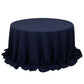 132" Navy Blue Cotton Blend Round Tablecloth Seamless for 6 Foot Table With Floor-Length Drop
