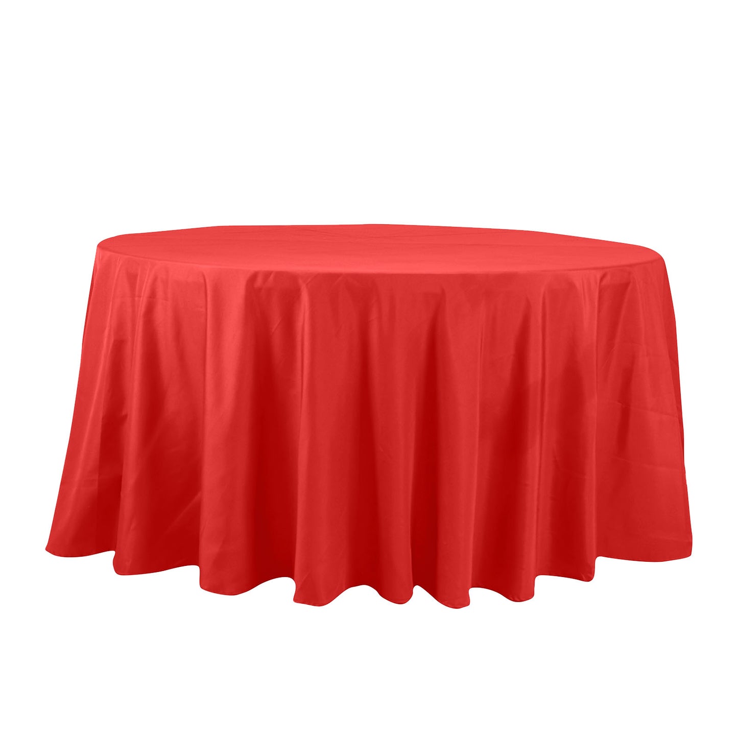 132" Red Cotton Blend Round Tablecloth Seamless for 6 Foot Table With Floor-Length Drop