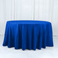 132" Royal Blue Cotton Blend Round Tablecloth Seamless for 6 Foot Table With Floor-Length Drop