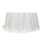 132" White Cotton Blend Round Tablecloth Seamless for 6 Foot Table With Floor-Length Drop