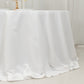 132" White Cotton Blend Round Tablecloth Seamless for 6 Foot Table With Floor-Length Drop