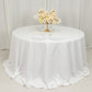 132" White Cotton Blend Round Tablecloth Seamless for 6 Foot Table With Floor-Length Drop