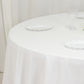 132" White Cotton Blend Round Tablecloth Seamless for 6 Foot Table With Floor-Length Drop