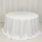132" White Cotton Blend Round Tablecloth Seamless for 6 Foot Table With Floor-Length Drop