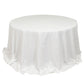 132" White Cotton Blend Round Tablecloth Seamless for 6 Foot Table With Floor-Length Drop
