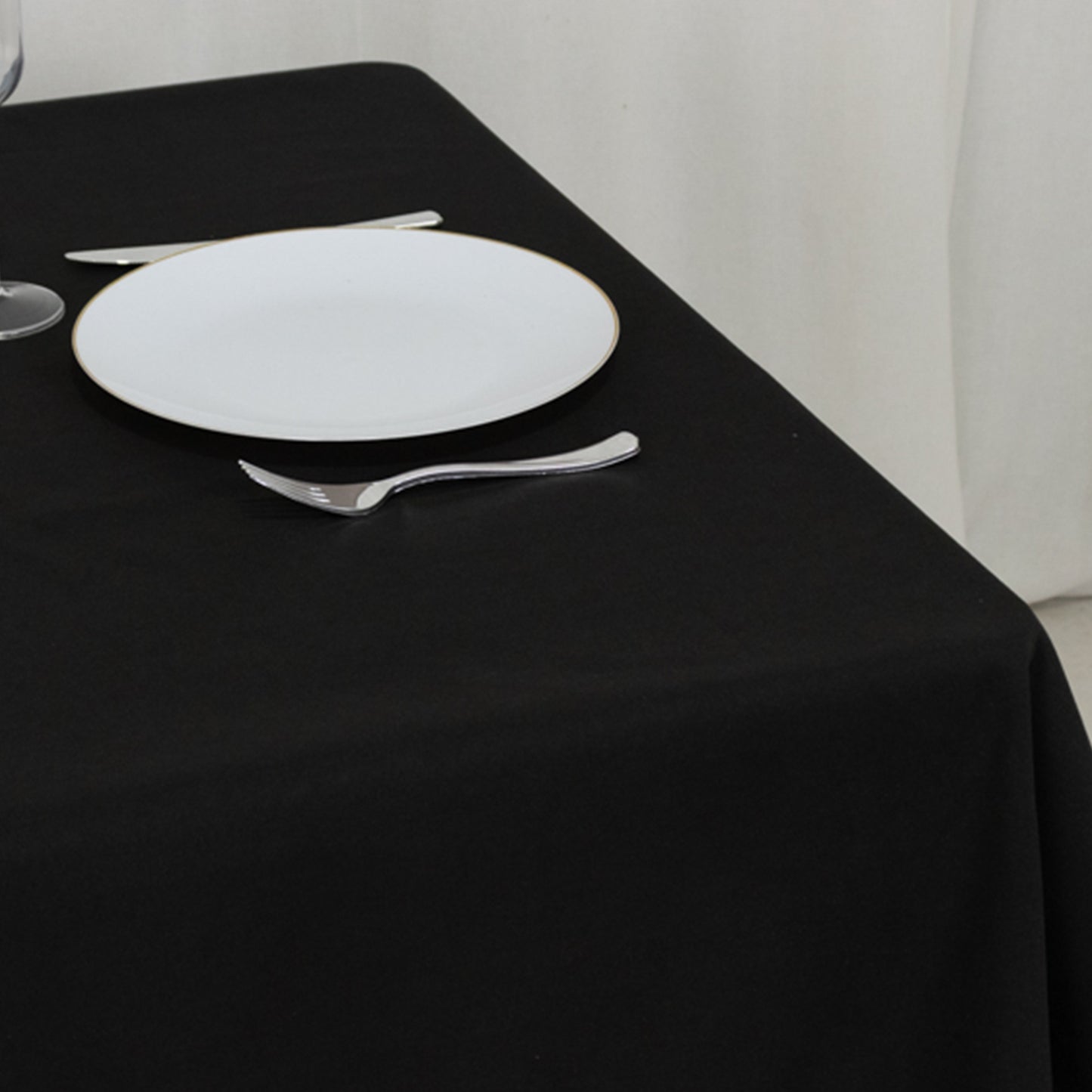 54"x54" Black Cotton Blend Square Tablecloth