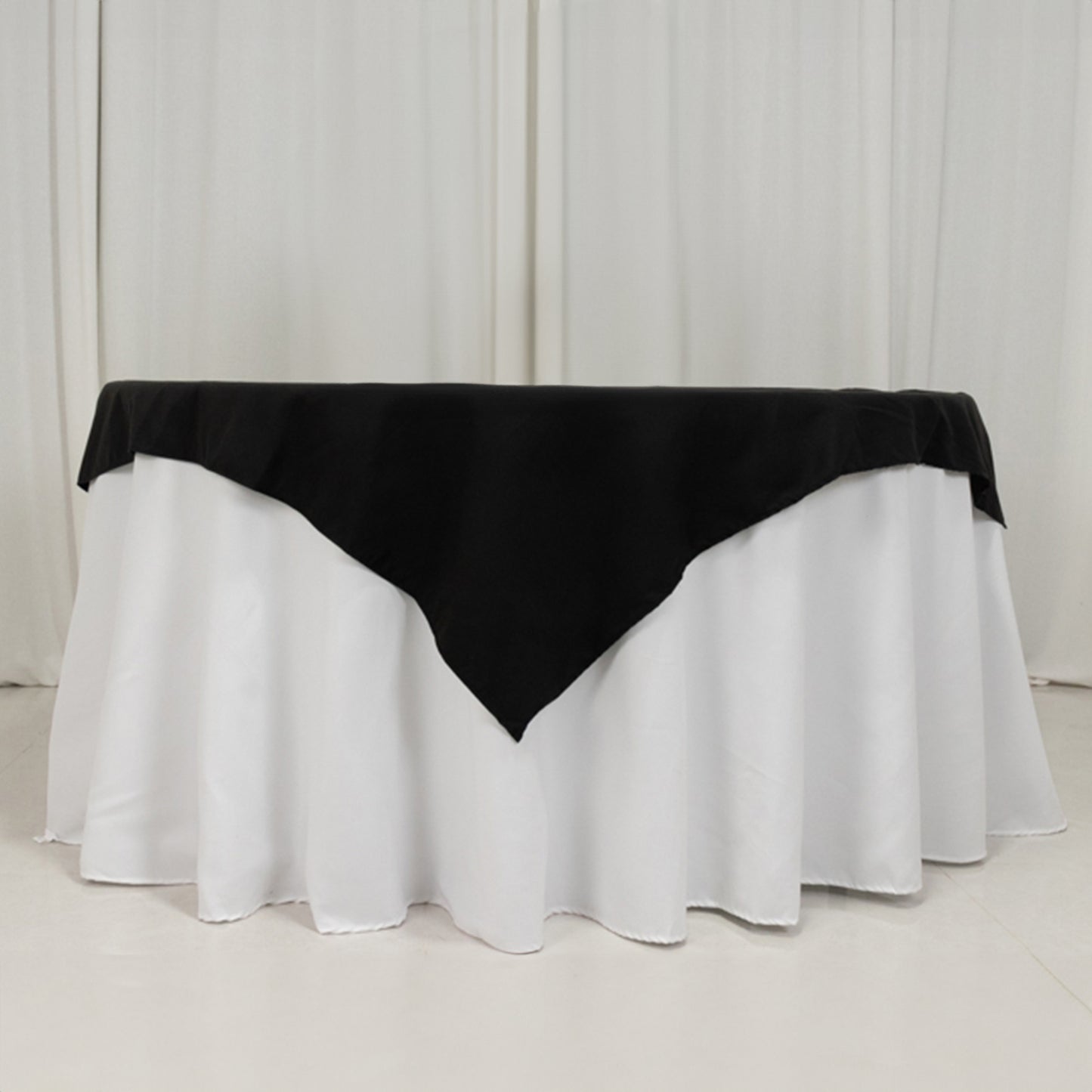 54"x54" Black Cotton Blend Square Table Overlay