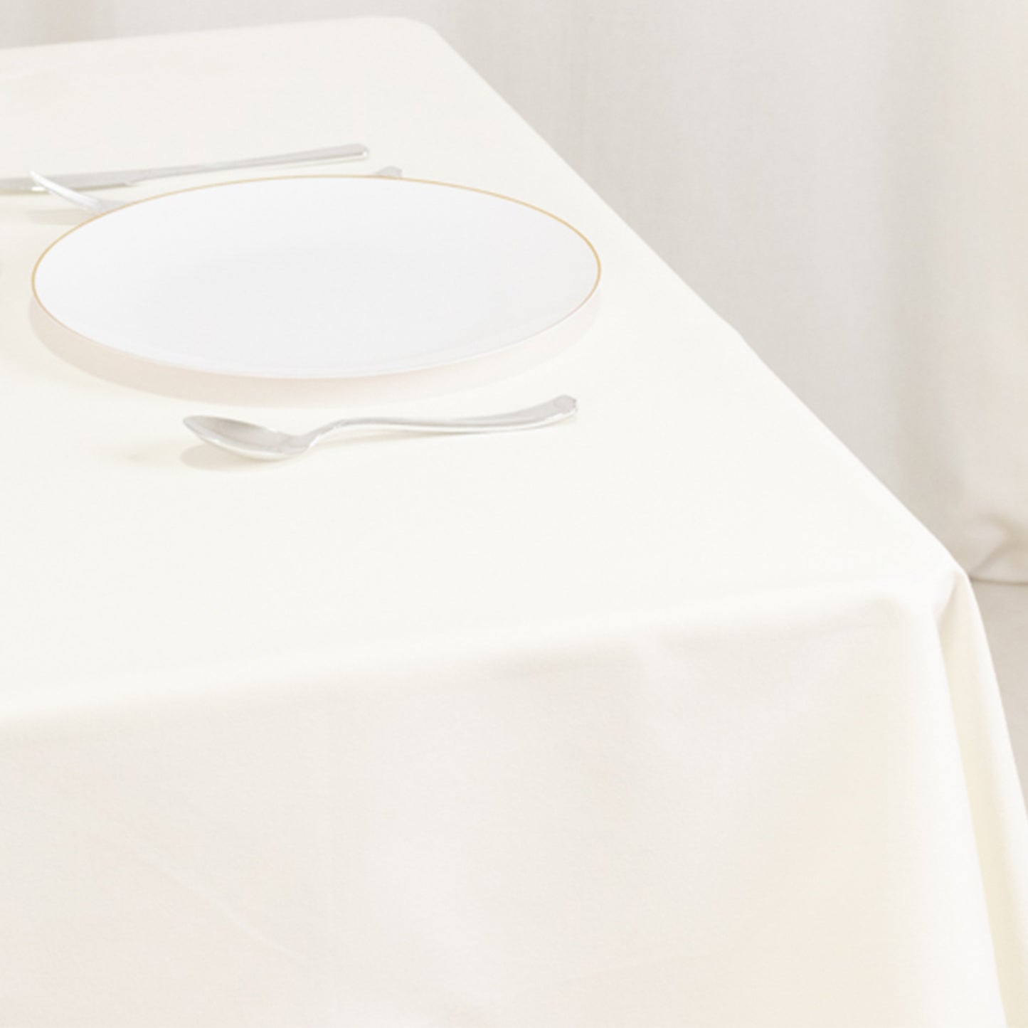 54"x54" Ivory Cotton Blend Square Table Overlay