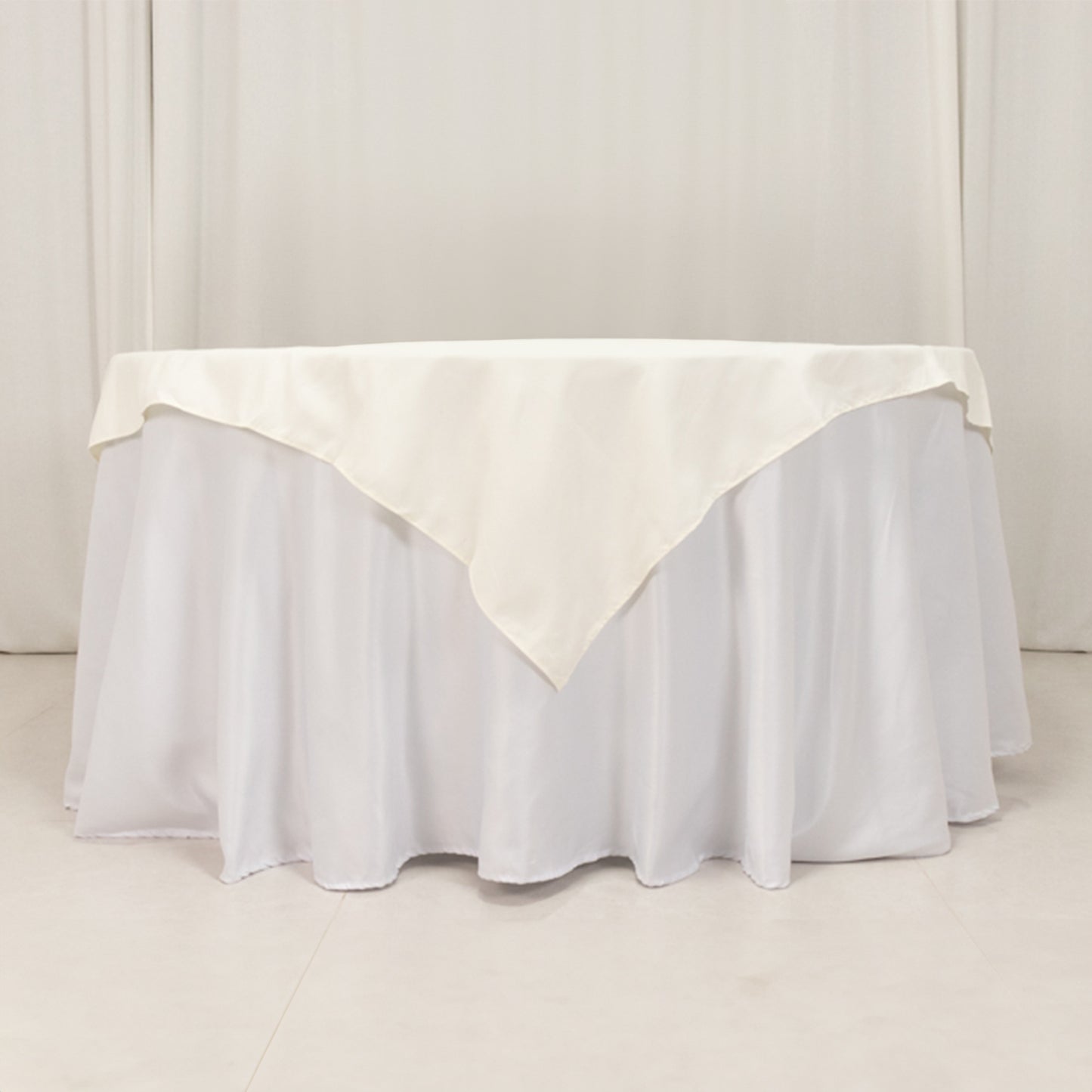 54"x54" Ivory Cotton Blend Square Table Overlay