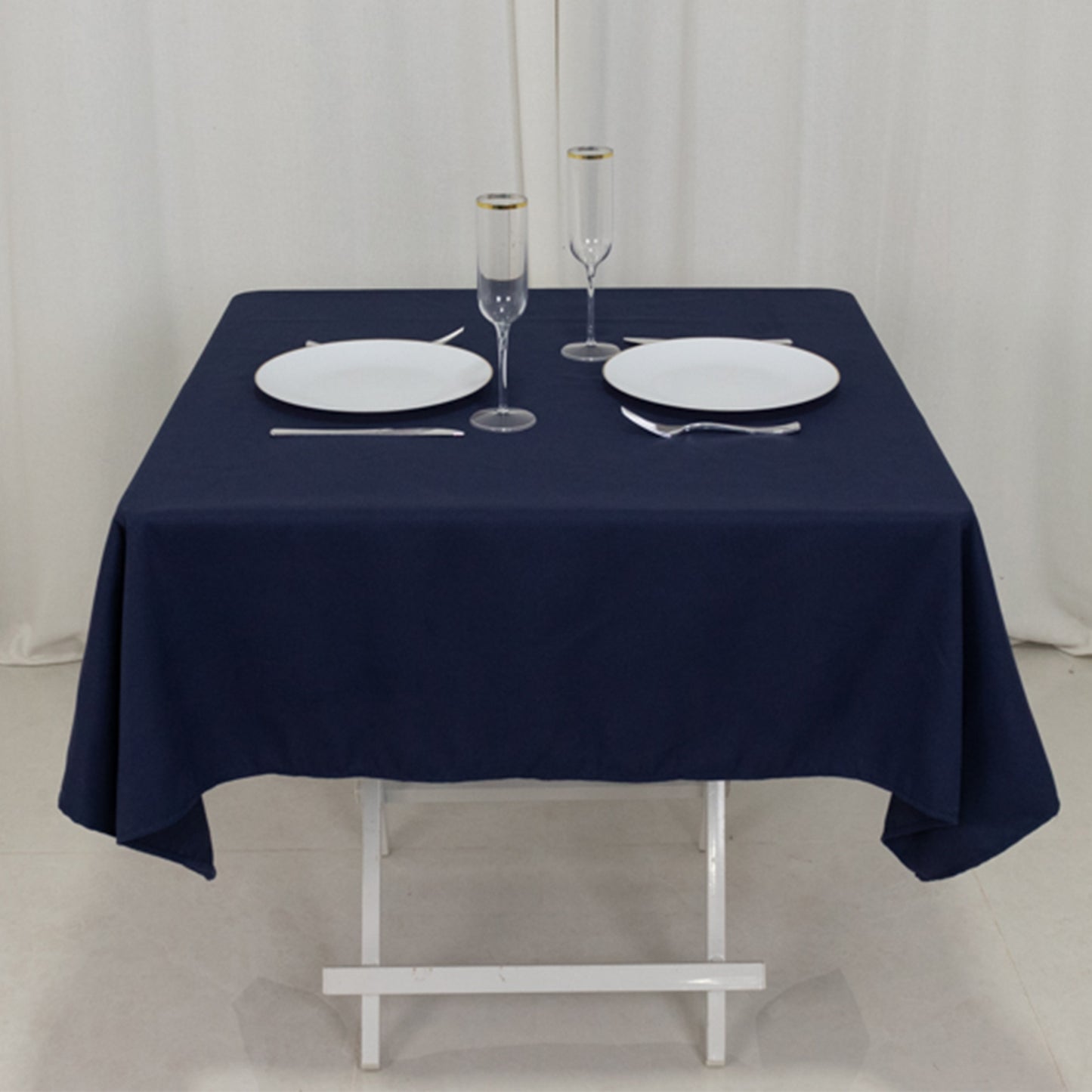54"x54" Navy Blue Cotton Blend Square Tablecloth