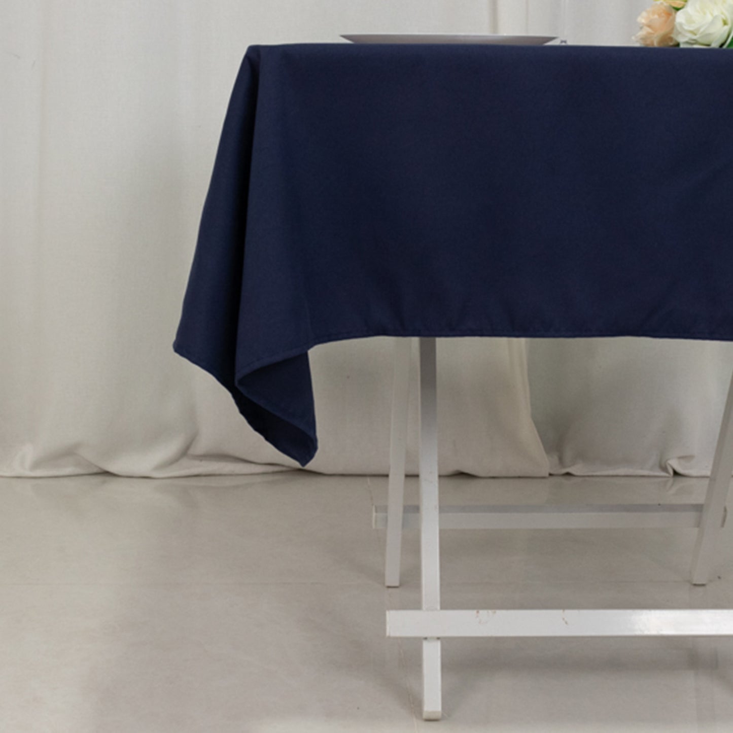 54"x54" Navy Blue Cotton Blend Square Tablecloth