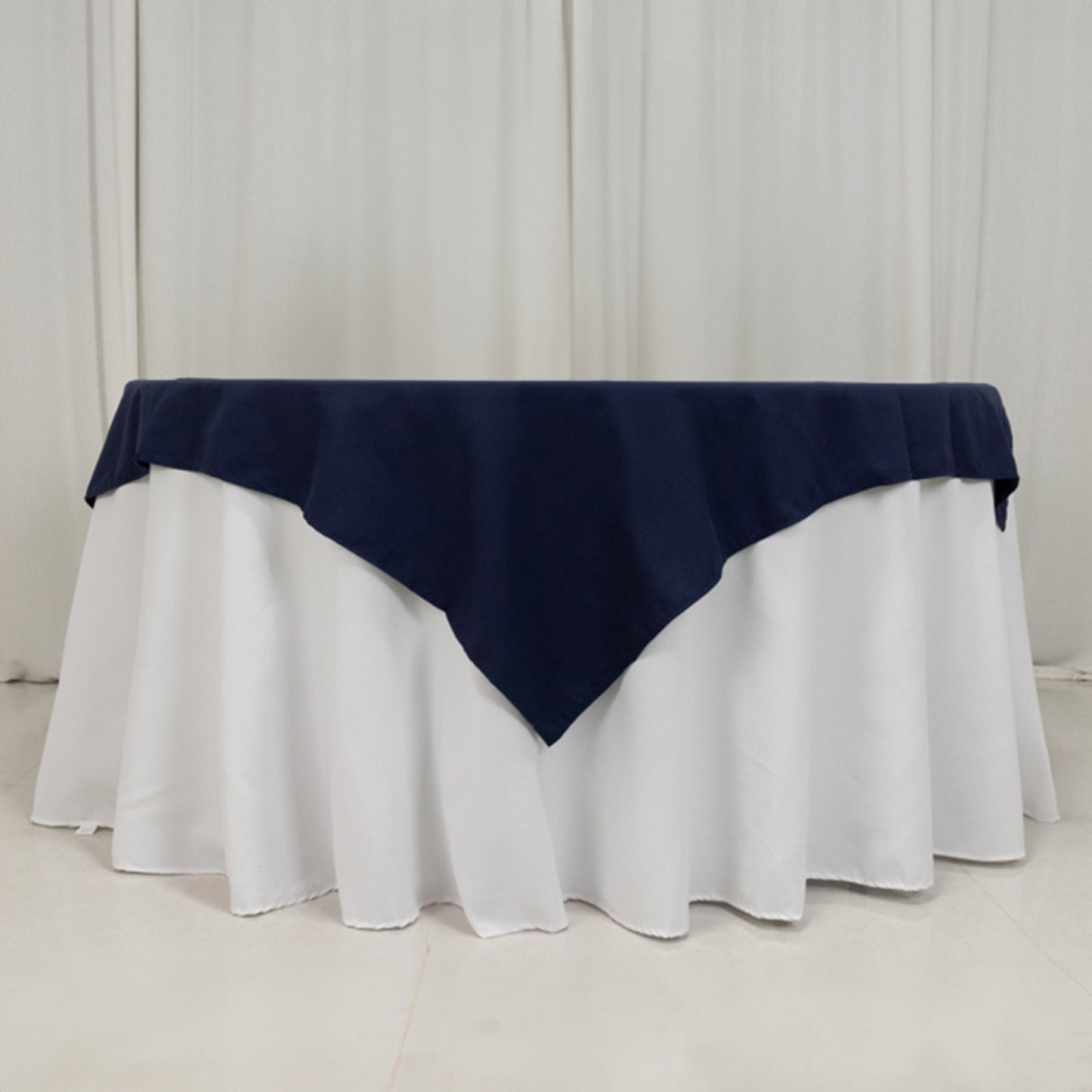 54"x54" Navy Blue Cotton Blend Square Table Overlay