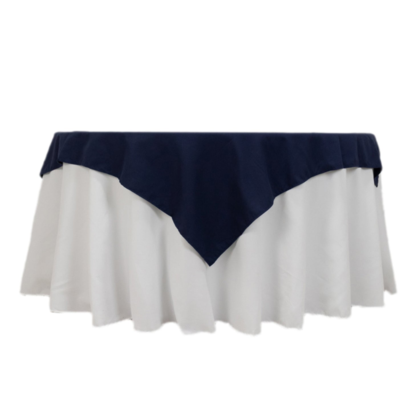 54"x54" Navy Blue Cotton Blend Square Table Overlay