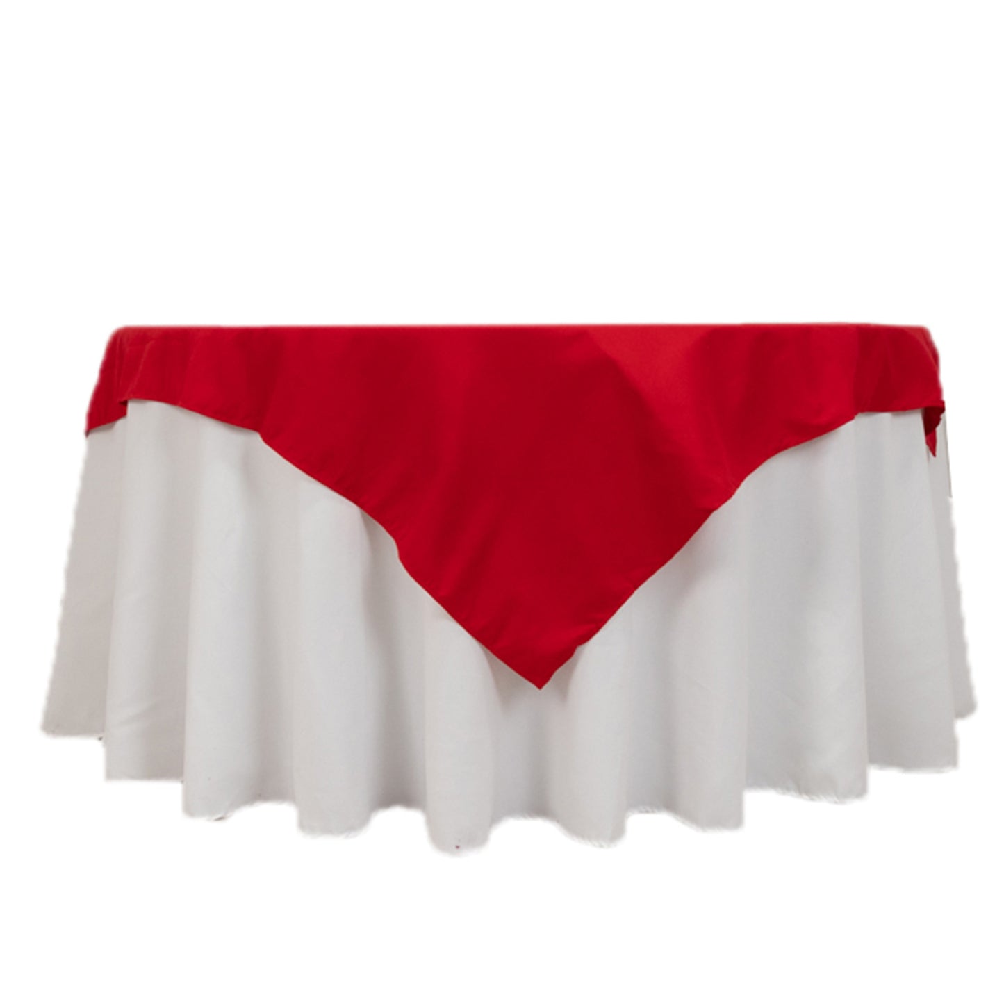54"x54" Red Cotton Blend Square Table Overlay