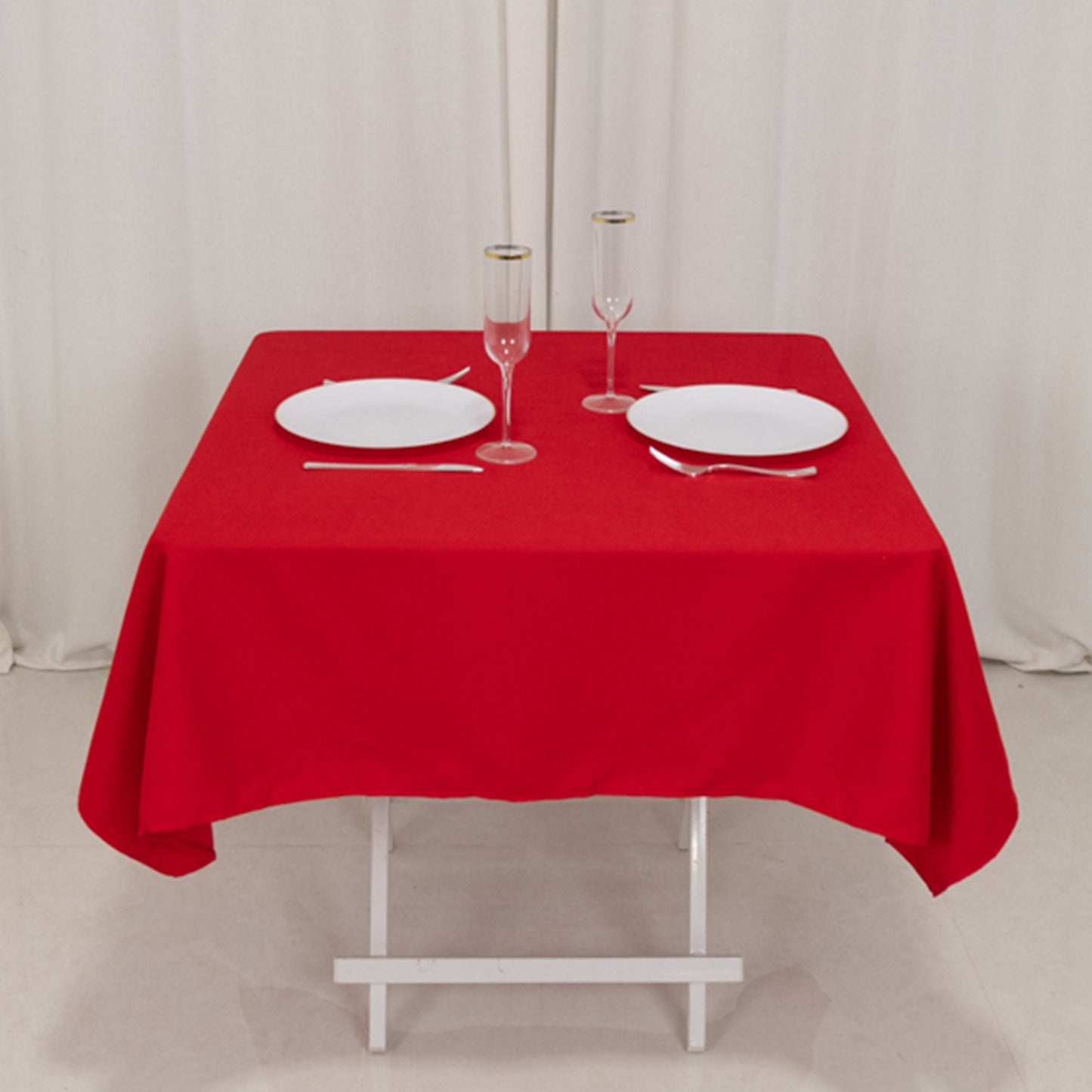 54"x54" Red Cotton Blend Square Tablecloth
