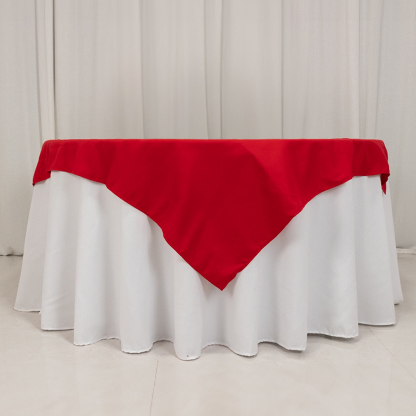 54"x54" Red Cotton Blend Square Table Overlay