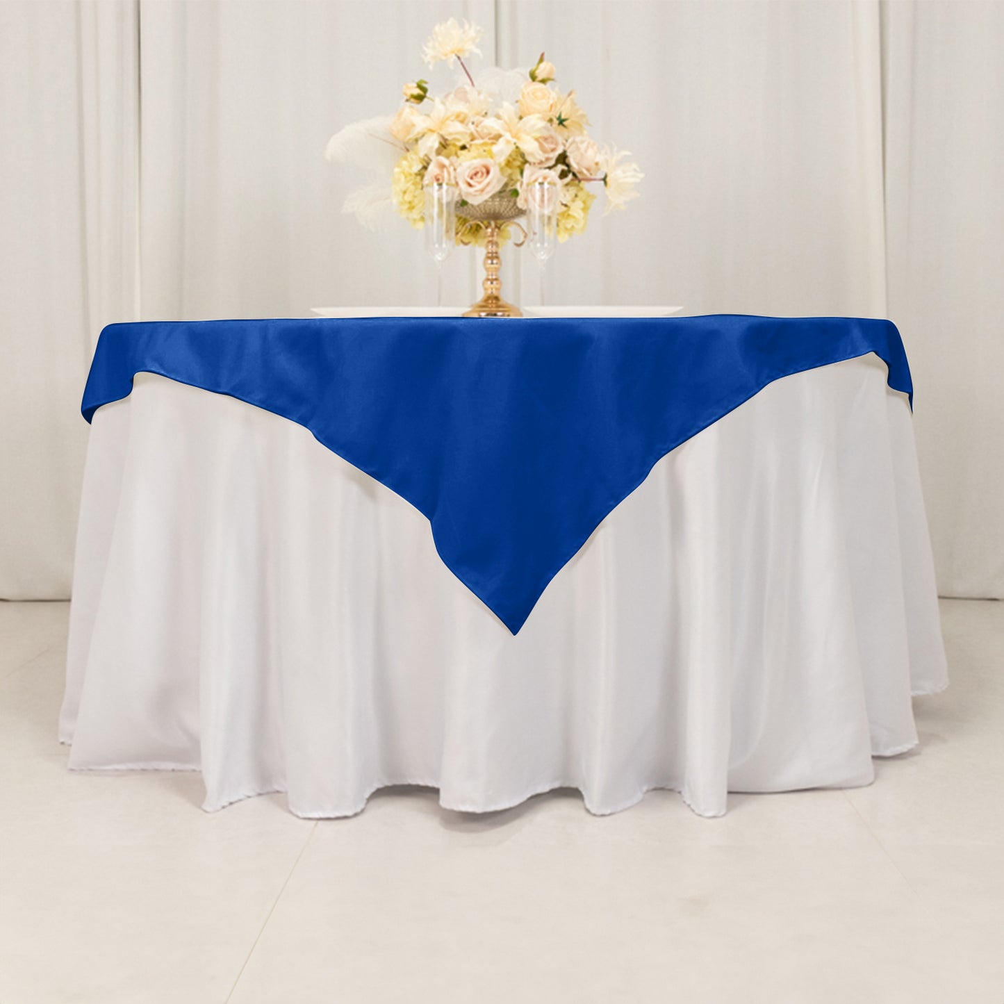 54"x54" Royal Blue Cotton Blend Square Table Overlay