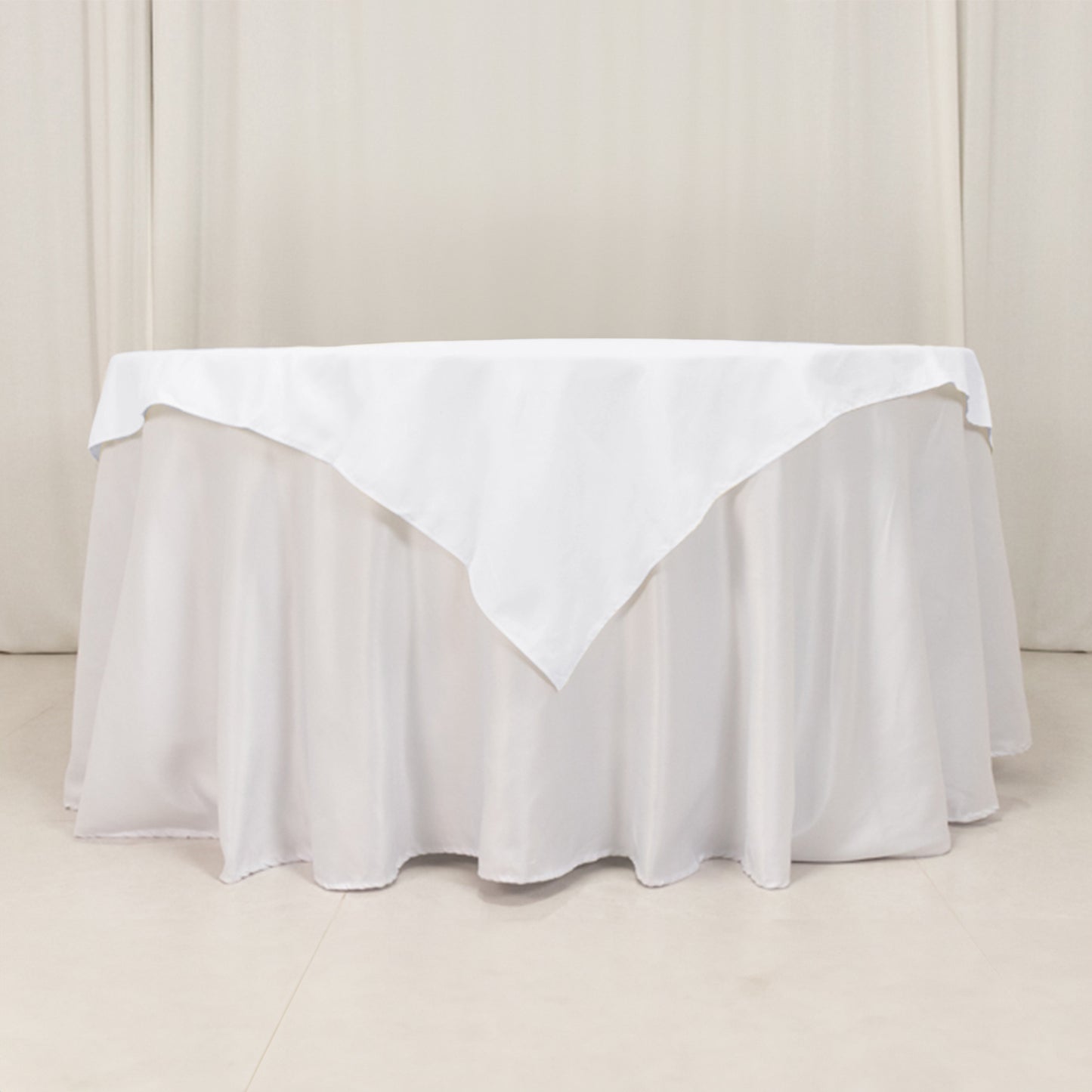 54"x54" White Cotton Blend Square Table Overlay