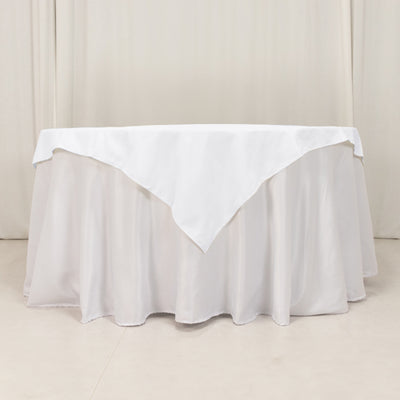 White Cotton Blend Square Table Overlay 54"x54"