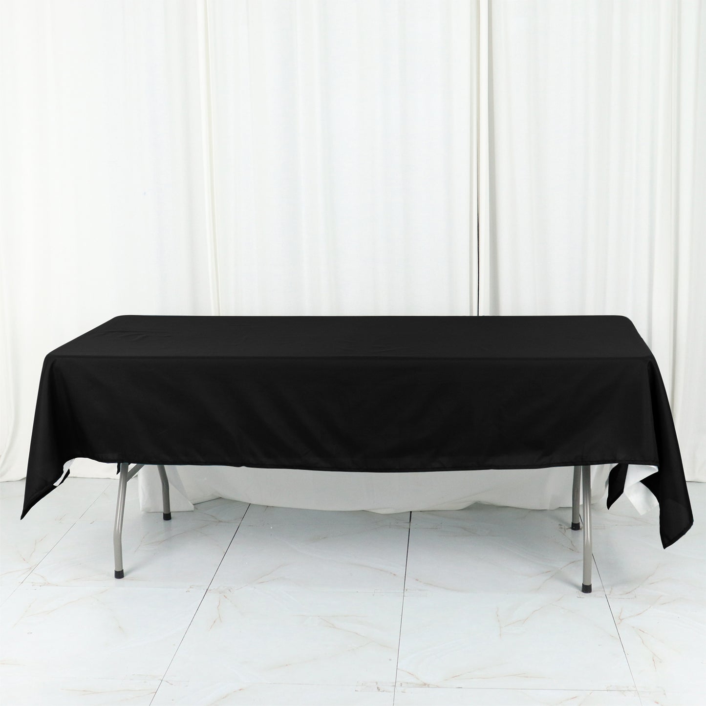60"x102" Black Cotton Blend Rectangular Tablecloth