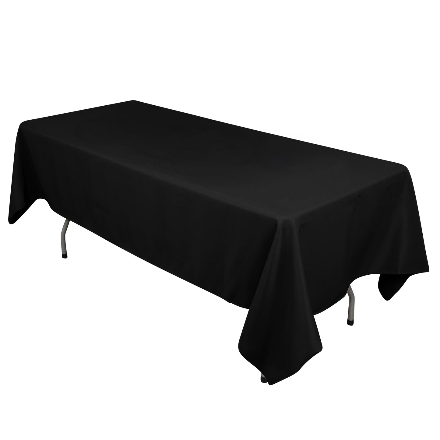 60"x102" Black Cotton Blend Rectangular Tablecloth