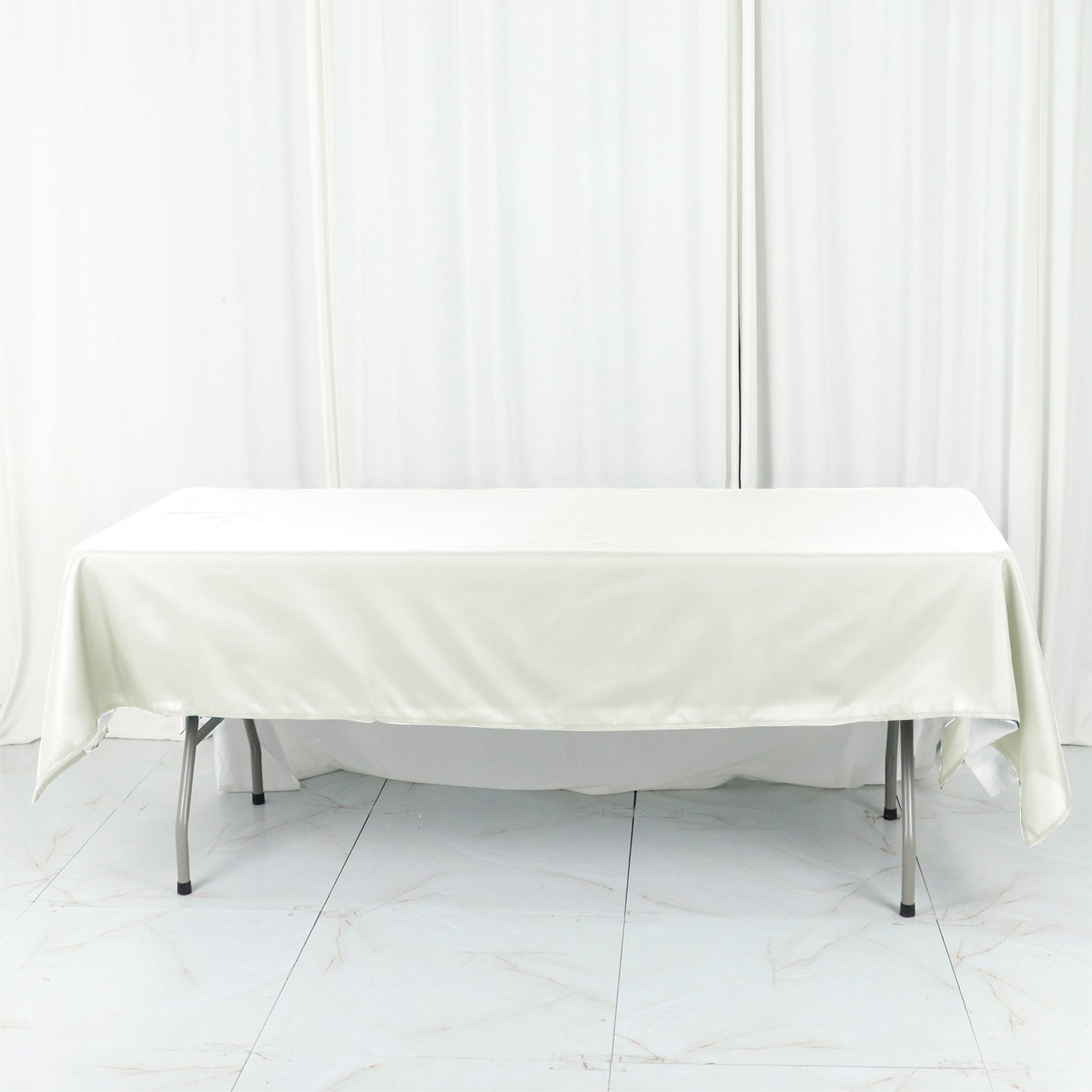 60"x102" Ivory Cotton Blend Rectangular Tablecloth