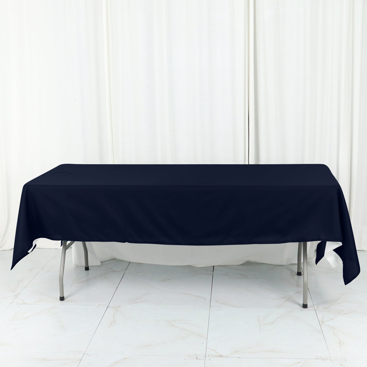 60"x102" Navy Blue Cotton Blend Rectangular Tablecloth