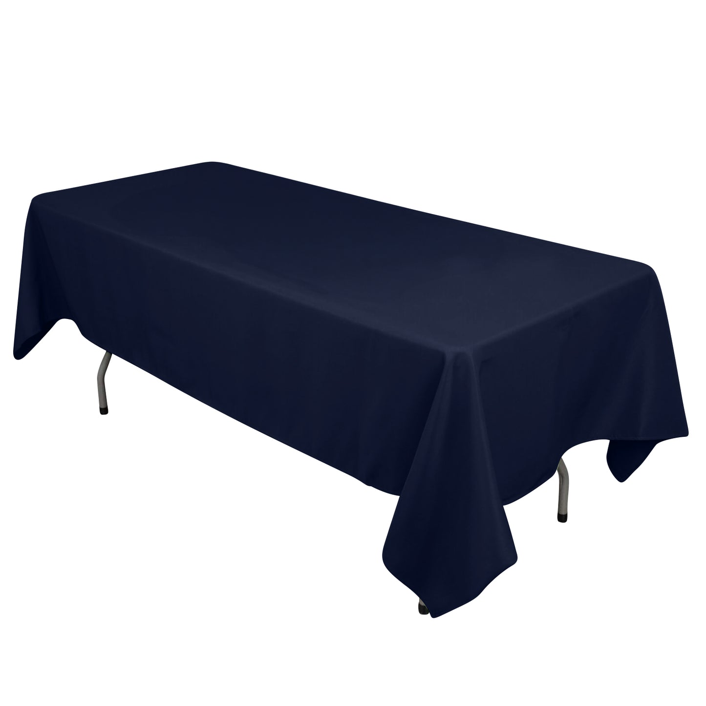 60"x102" Navy Blue Cotton Blend Rectangular Tablecloth
