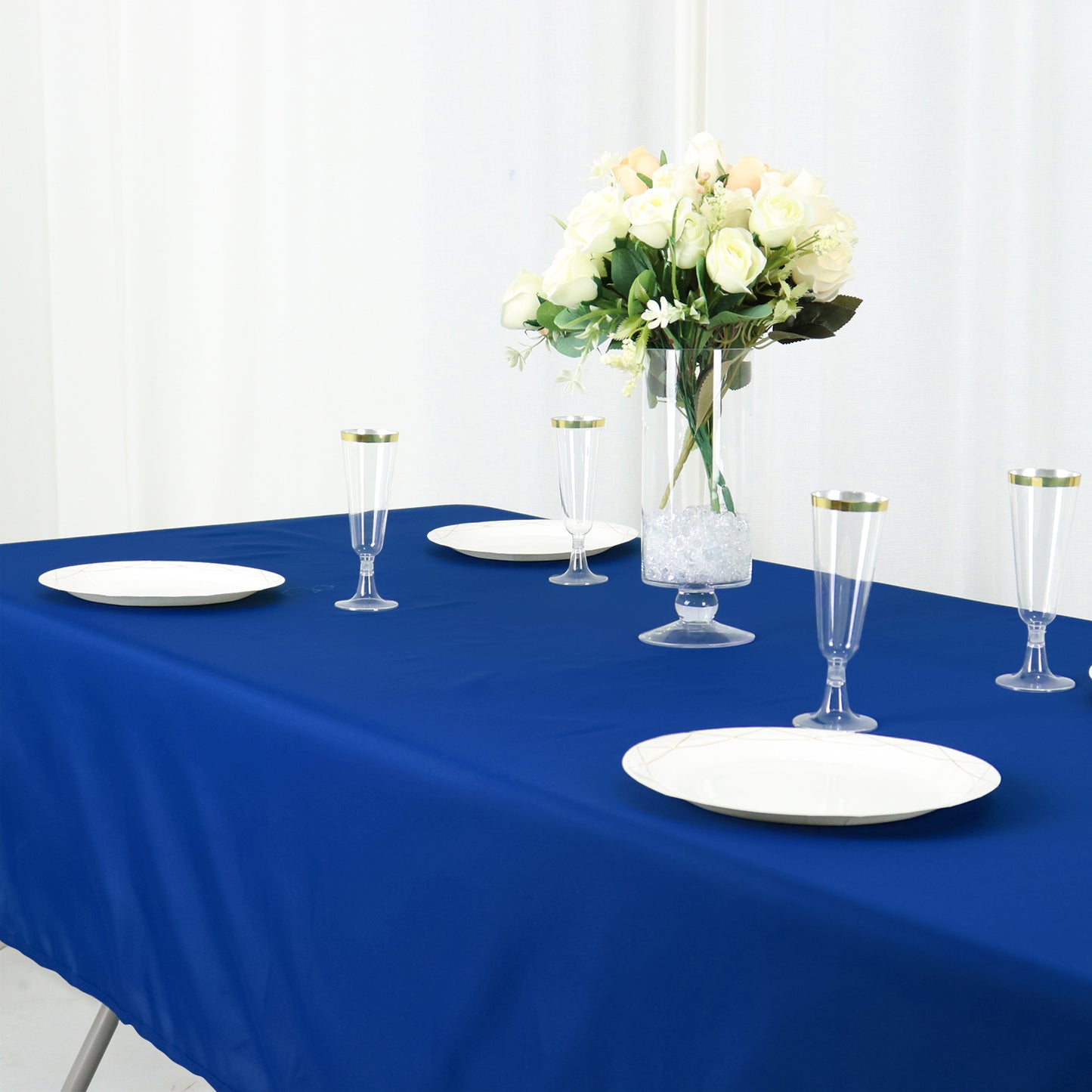 60"x102" Royal Blue Cotton Blend Rectangular Tablecloth