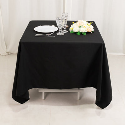 Seamless Black Cotton Linen Blend Square Tablecloth