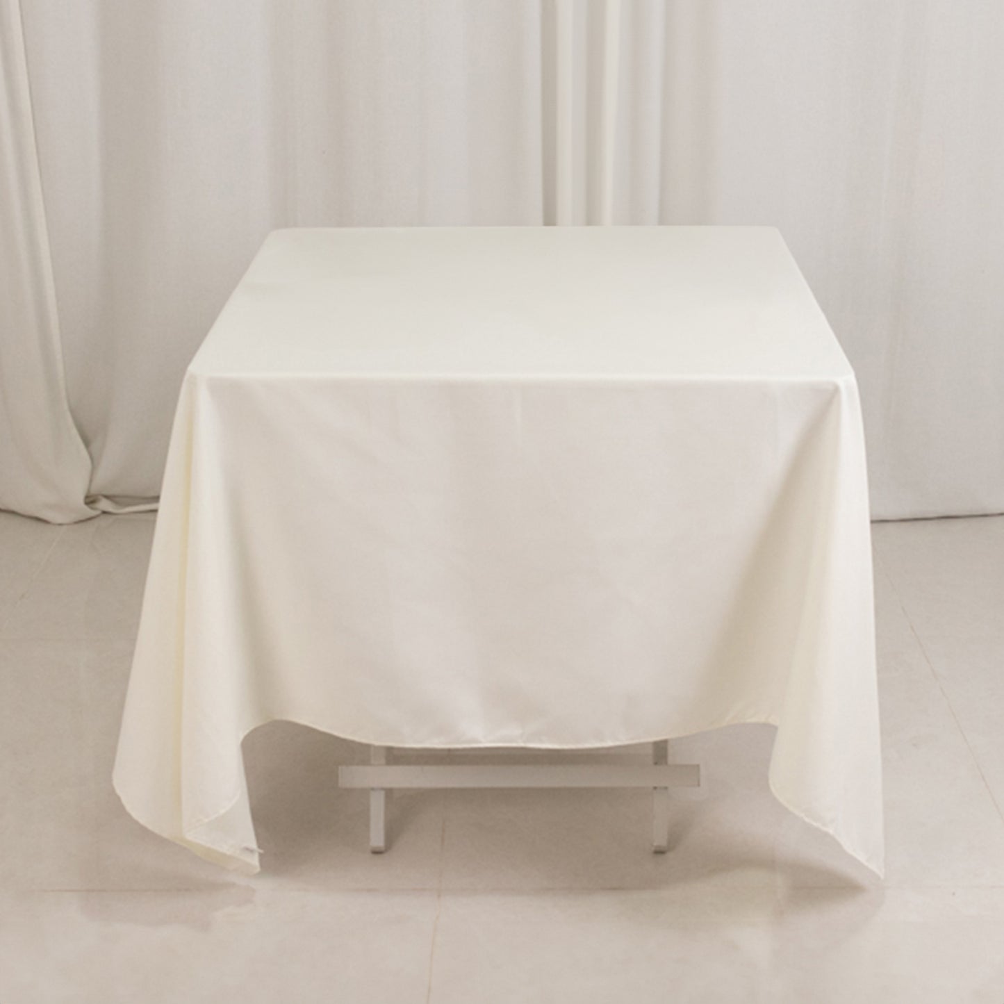 70"x70" Ivory Cotton Blend Square Tablecloth