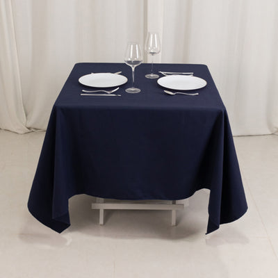 Seamless Navy Blue Cotton Blend Square Tablecloth