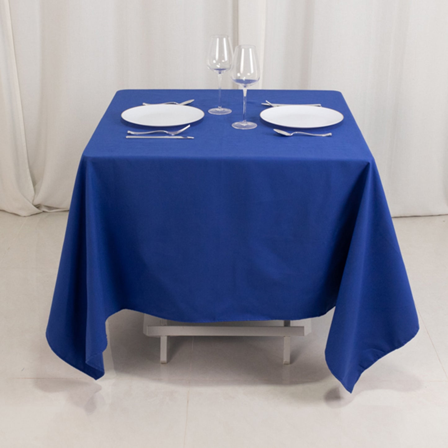 70"x70" Royal Blue Cotton Blend Square Tablecloth