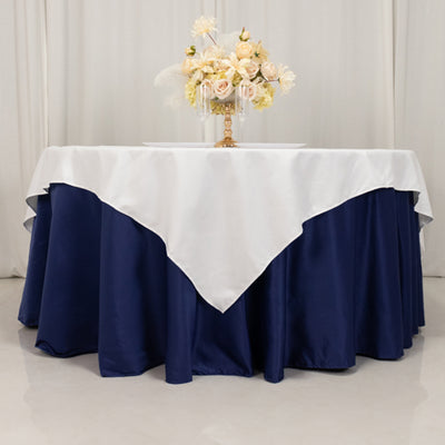 Seamless White Cotton Blend Square Table Overlay