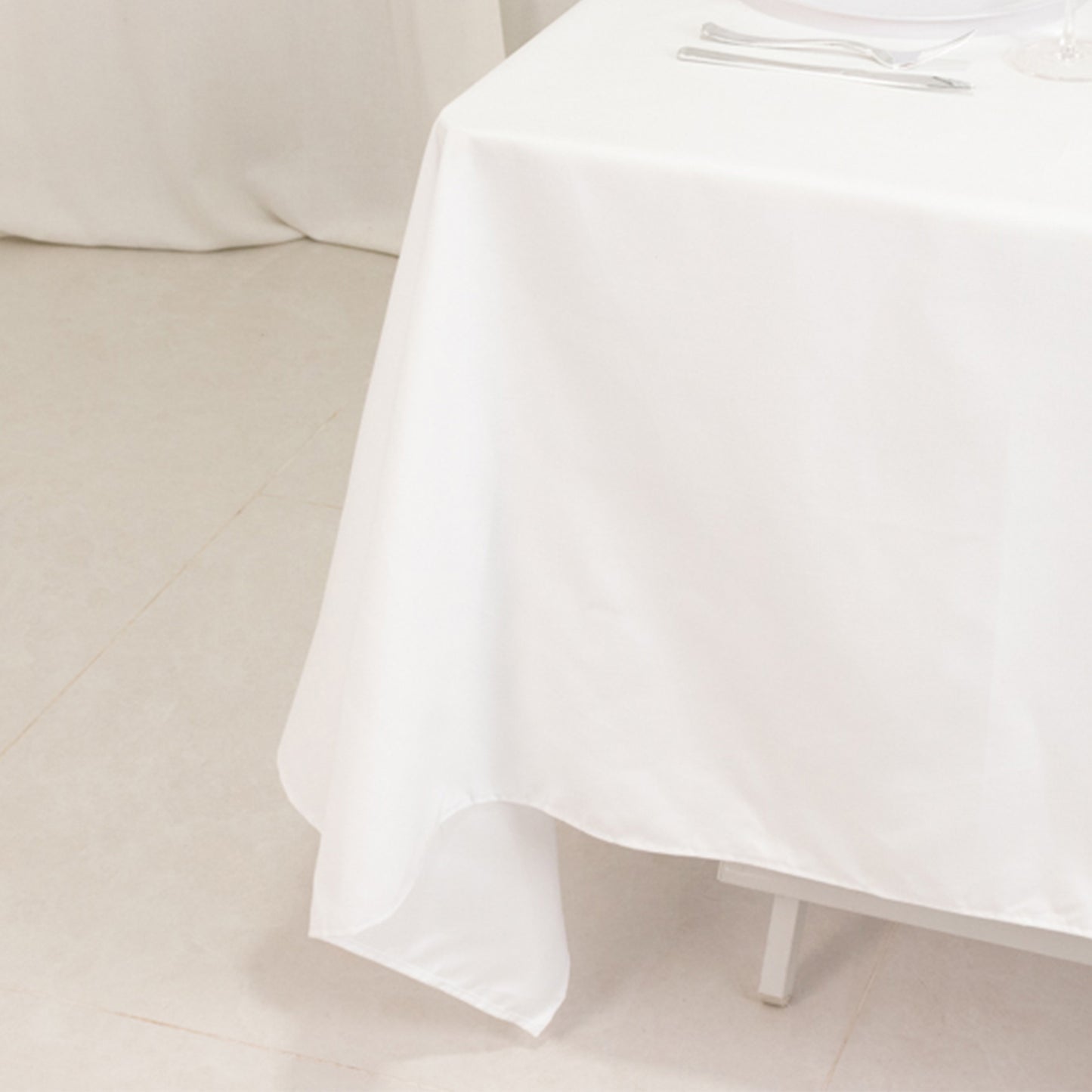 70"x70" White Cotton Blend Square Tablecloth
