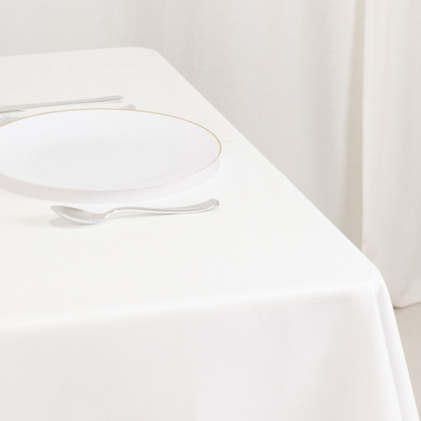 70"x70" White Cotton Blend Square Tablecloth