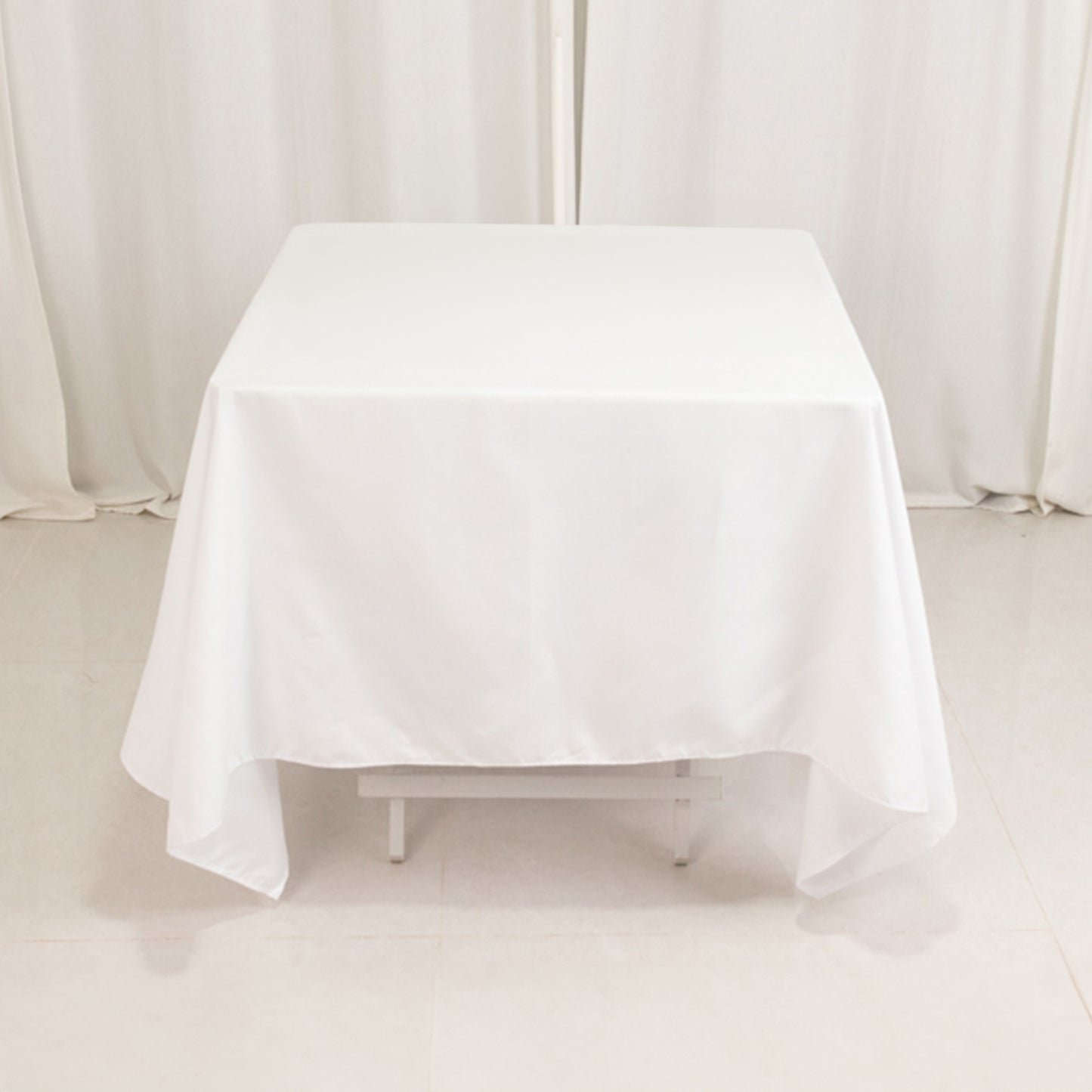 70"x70" White Cotton Blend Square Tablecloth