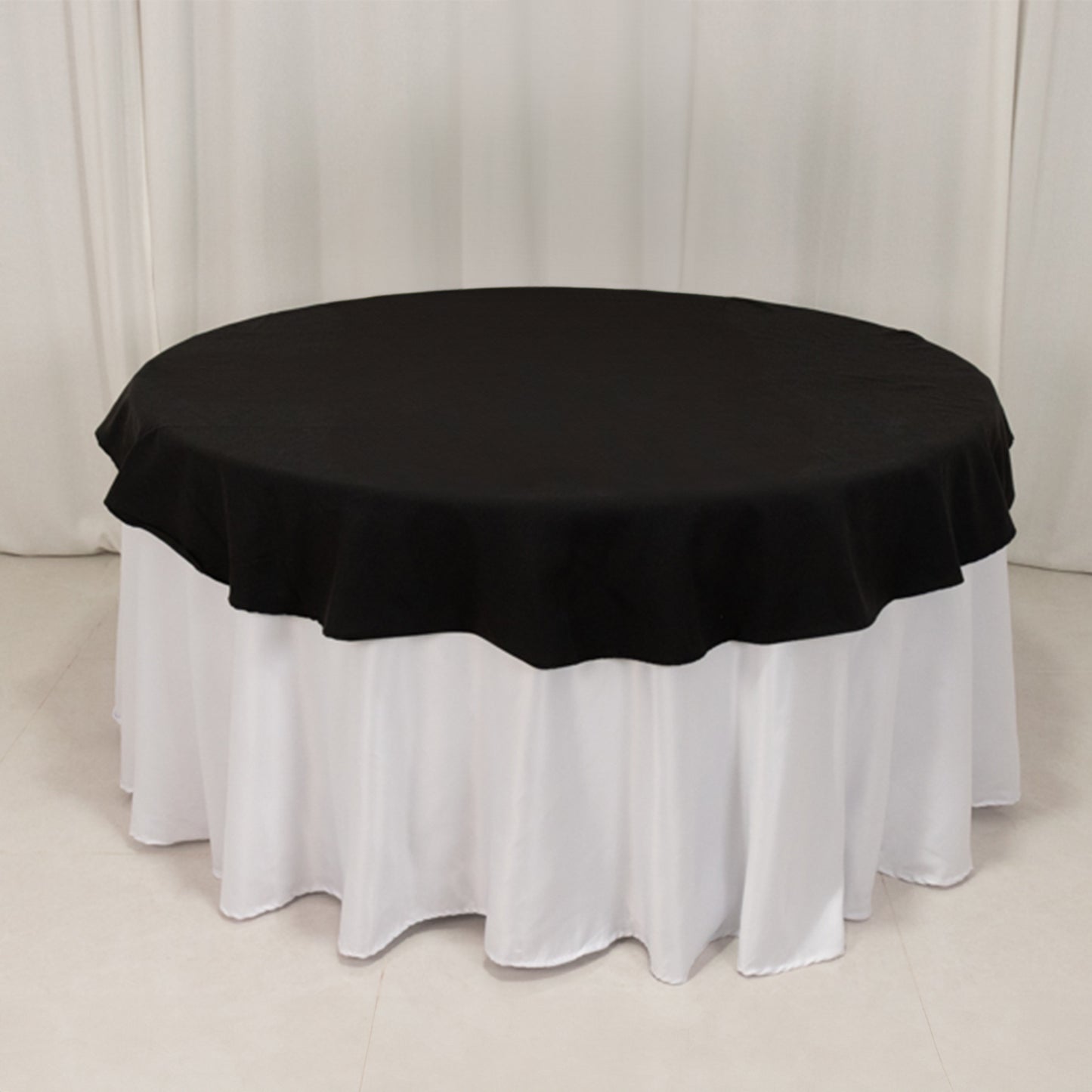 Black Cotton Blend Round Tablecloth - 70"