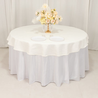 Beautiful Ivory Cotton Blend Round Tablecloth - 70"