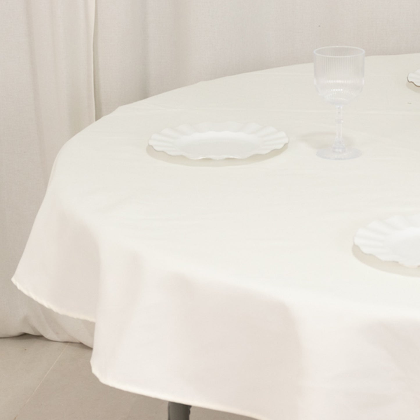 Ivory Cotton Blend Round Tablecloth - 70"