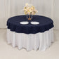 Navy Blue Cotton Blend Round Tablecloth - 70"