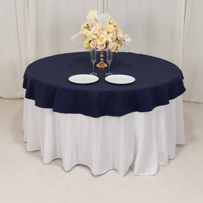 Beautiful Navy Blue Cotton Blend Round Tablecloth - 70"