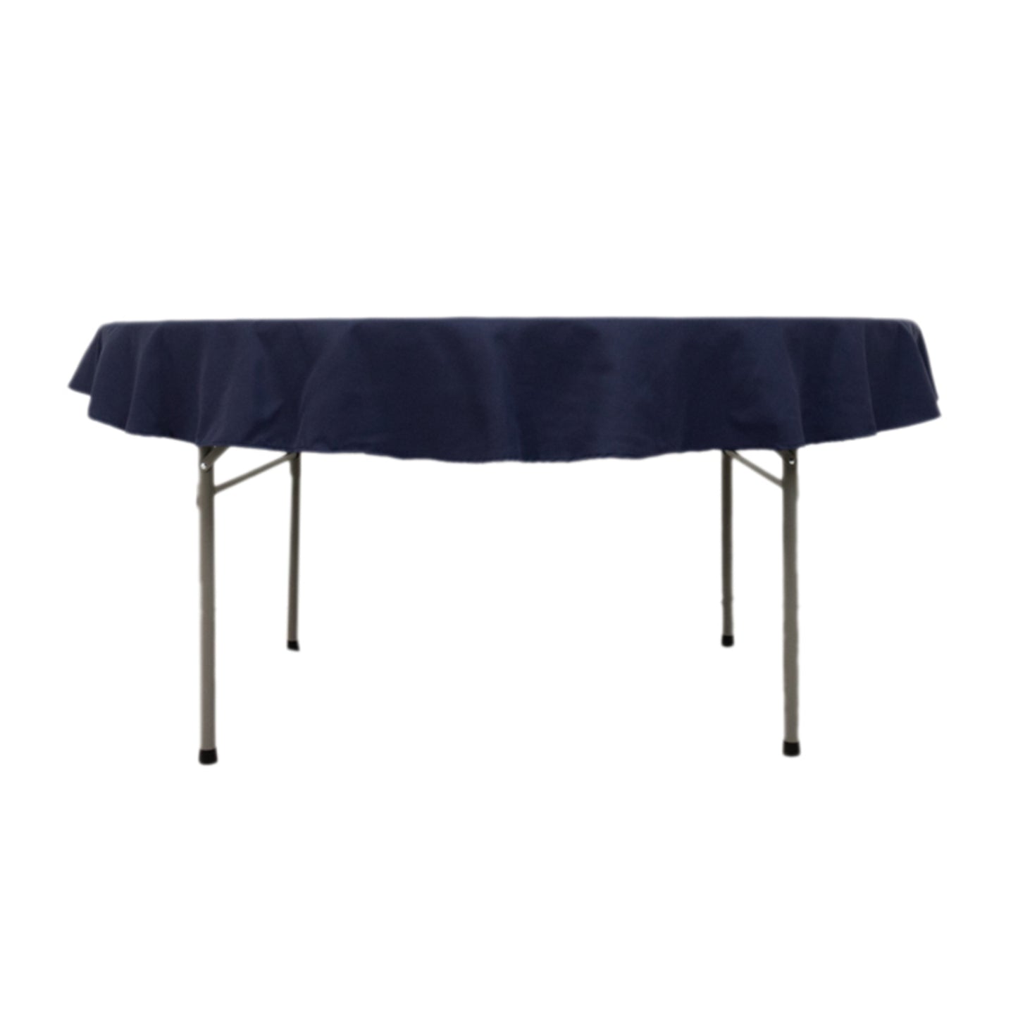 Navy Blue Cotton Blend Round Tablecloth - 70"