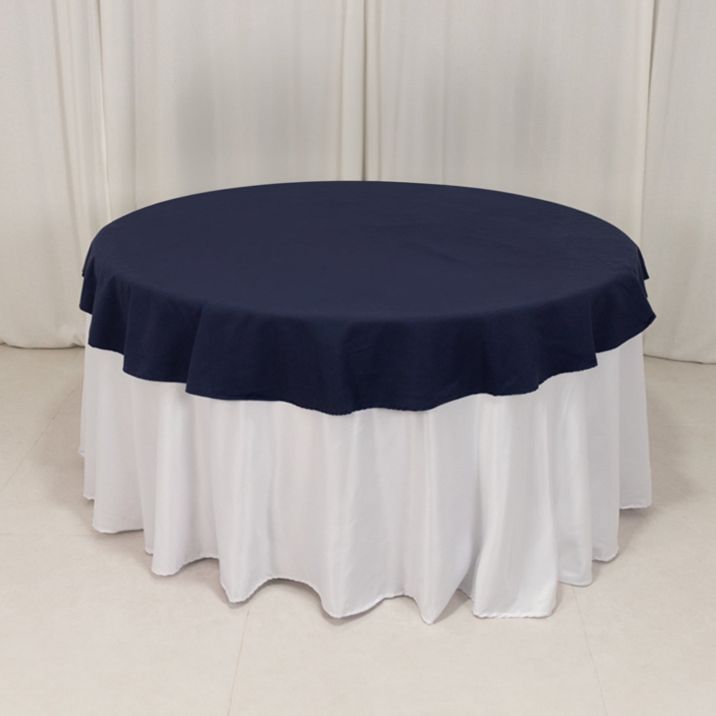 Navy Blue Cotton Blend Round Tablecloth - 70"