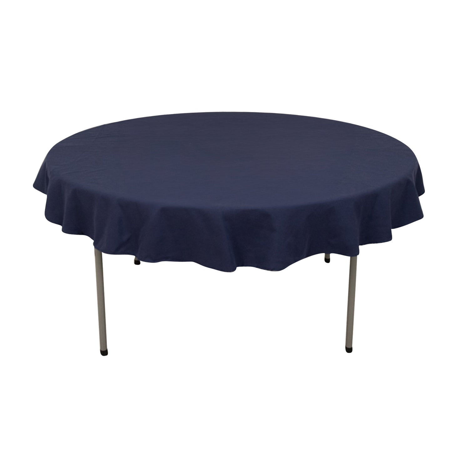 Navy Blue Cotton Blend Round Tablecloth - 70"