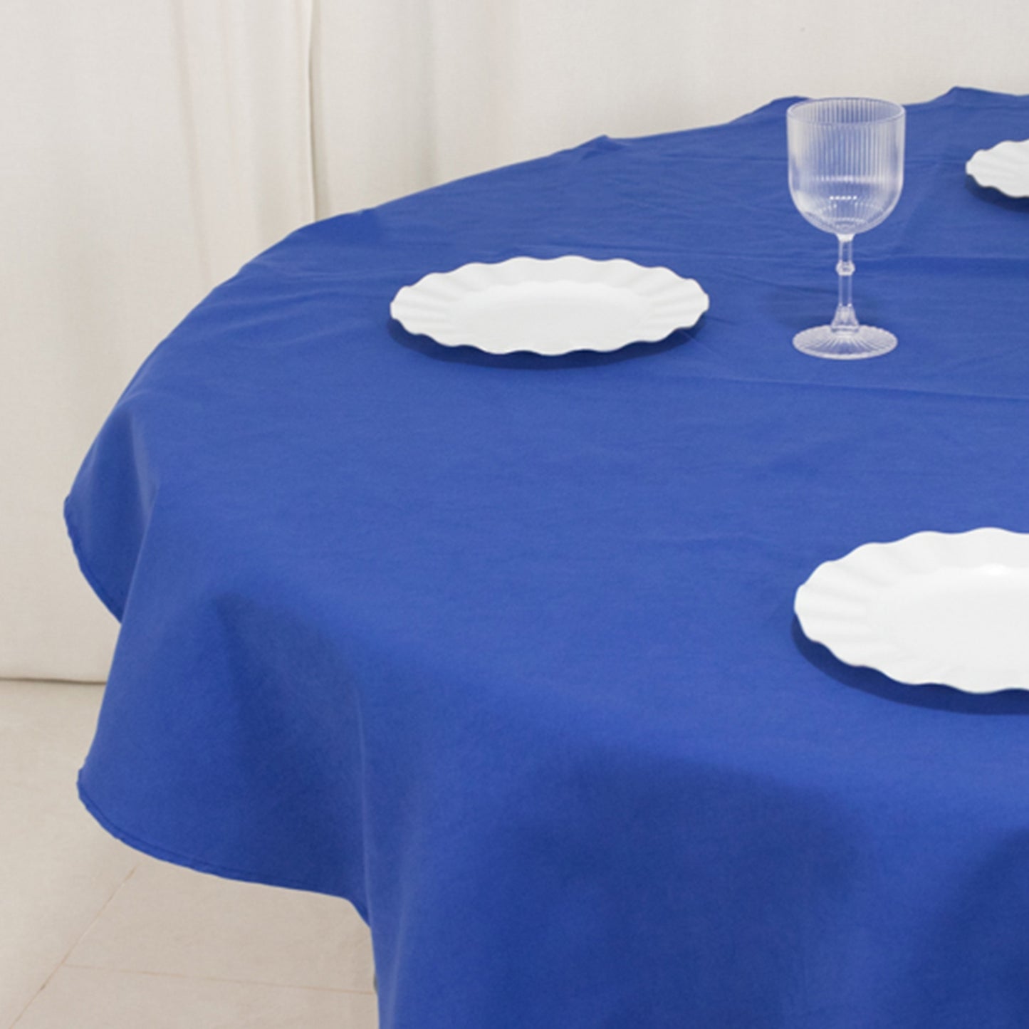 Royal Blue Cotton Blend Round Tablecloth - 70"