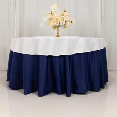 Beautiful White Cotton Blend Round Tablecloth - 70"