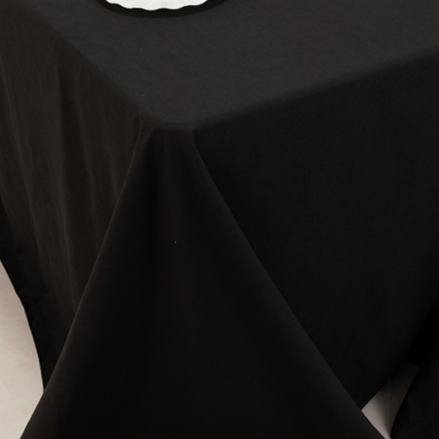 Black Cotton Blend Rectangular Tablecloth Seamless 90"x132" for 6 Foot Table With Floor-Length Drop